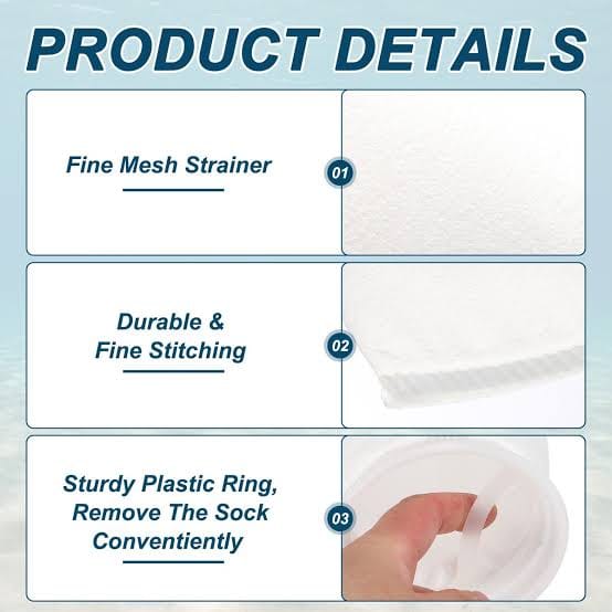 Water Tank Filter Bag – Reusable Mesh Filter Sock with Plastic Ring